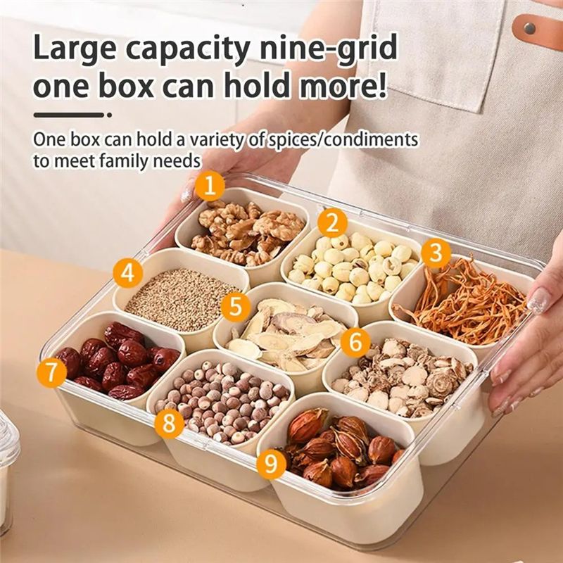 Food Snacks Box - صينية تقديم مقسمة إلى 9 أقسام