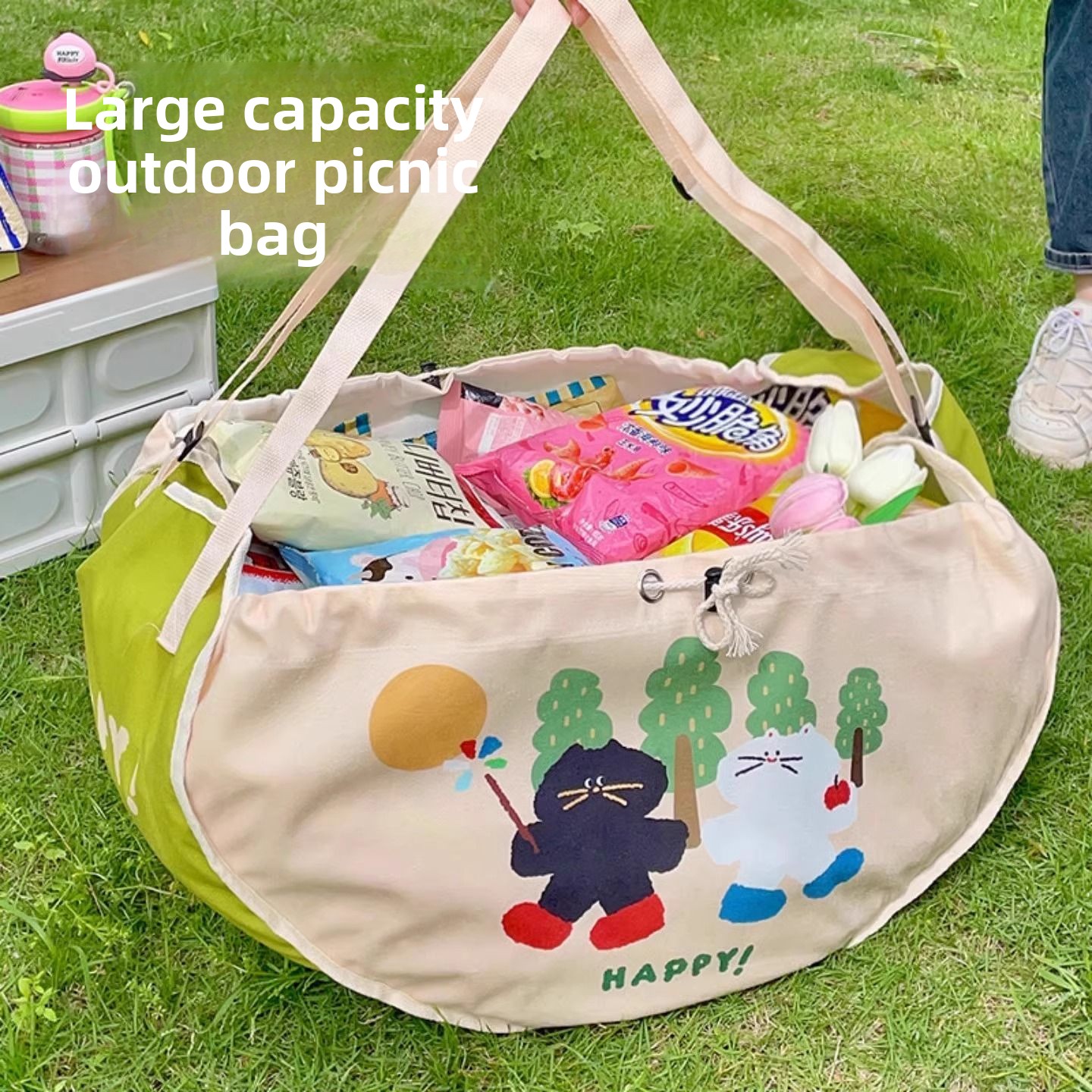 Food Snacks For Picnic - حقيبة تخزين السيارة ذات سعة كبيرة،
