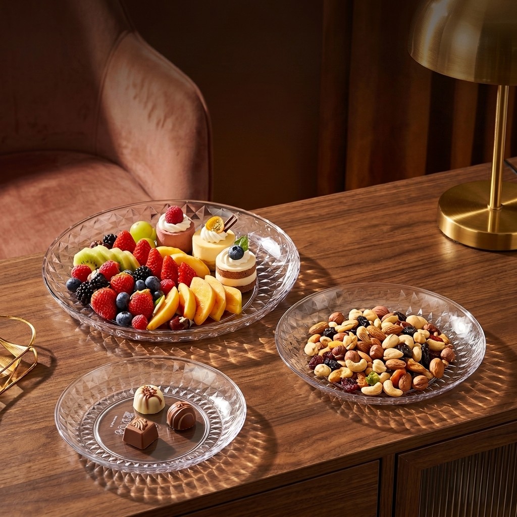صينية تقديم بلاستيكية شفافة، ط - مراجعة Food Platter Snacks وسعره