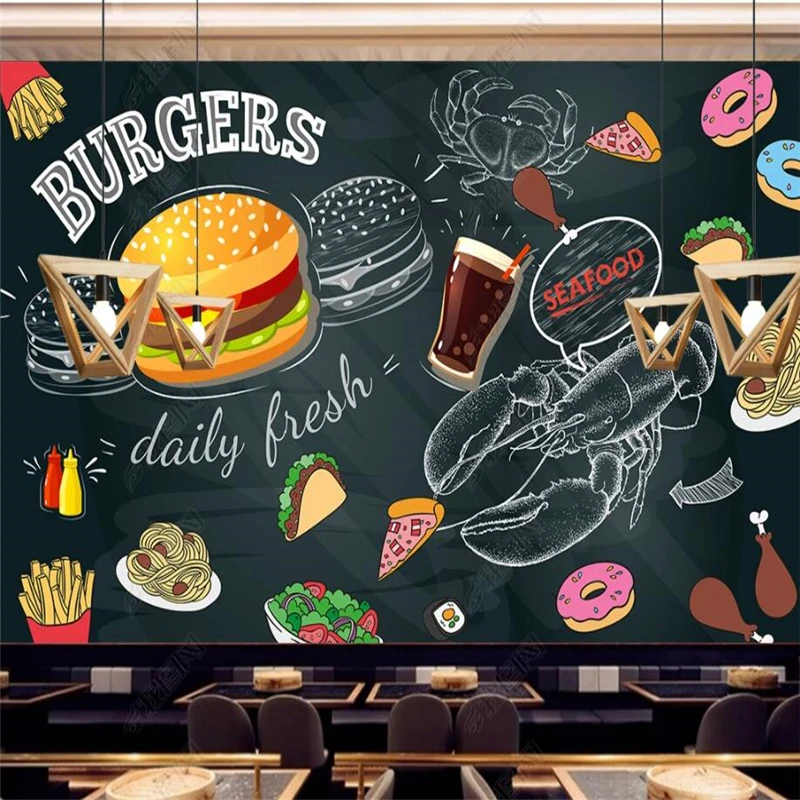 السبورة رسمت باليد برغر فرايز  - مراجعة Food Snacks Background وسعره